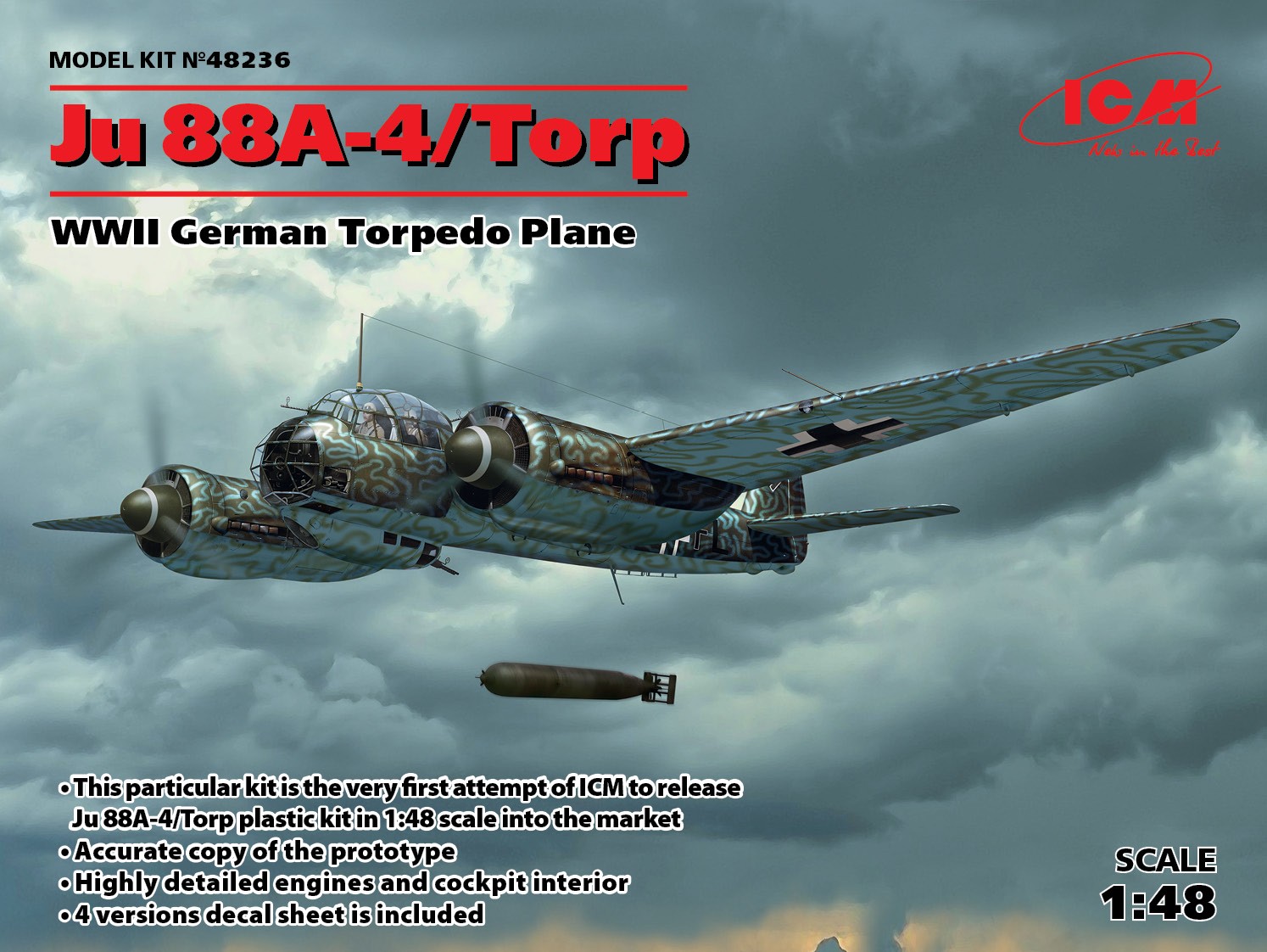 Model kit 1/48  Ju 88A-4/Torp German WWII Torpedo Plane (ICM)