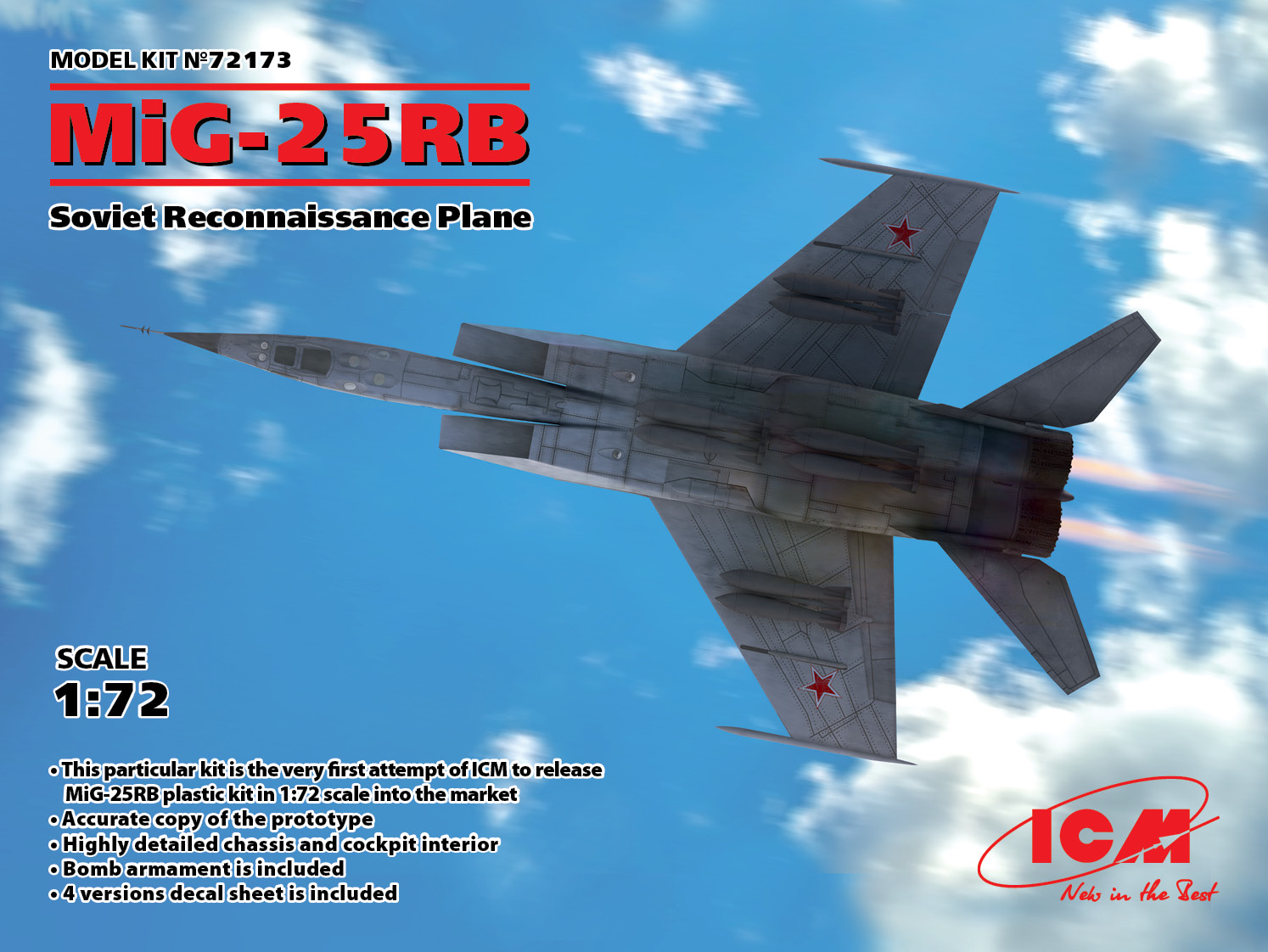 Model kit 1/72 MiG-25 RB Soviet Reconnaiss.Plane (4x camo) (ICM)