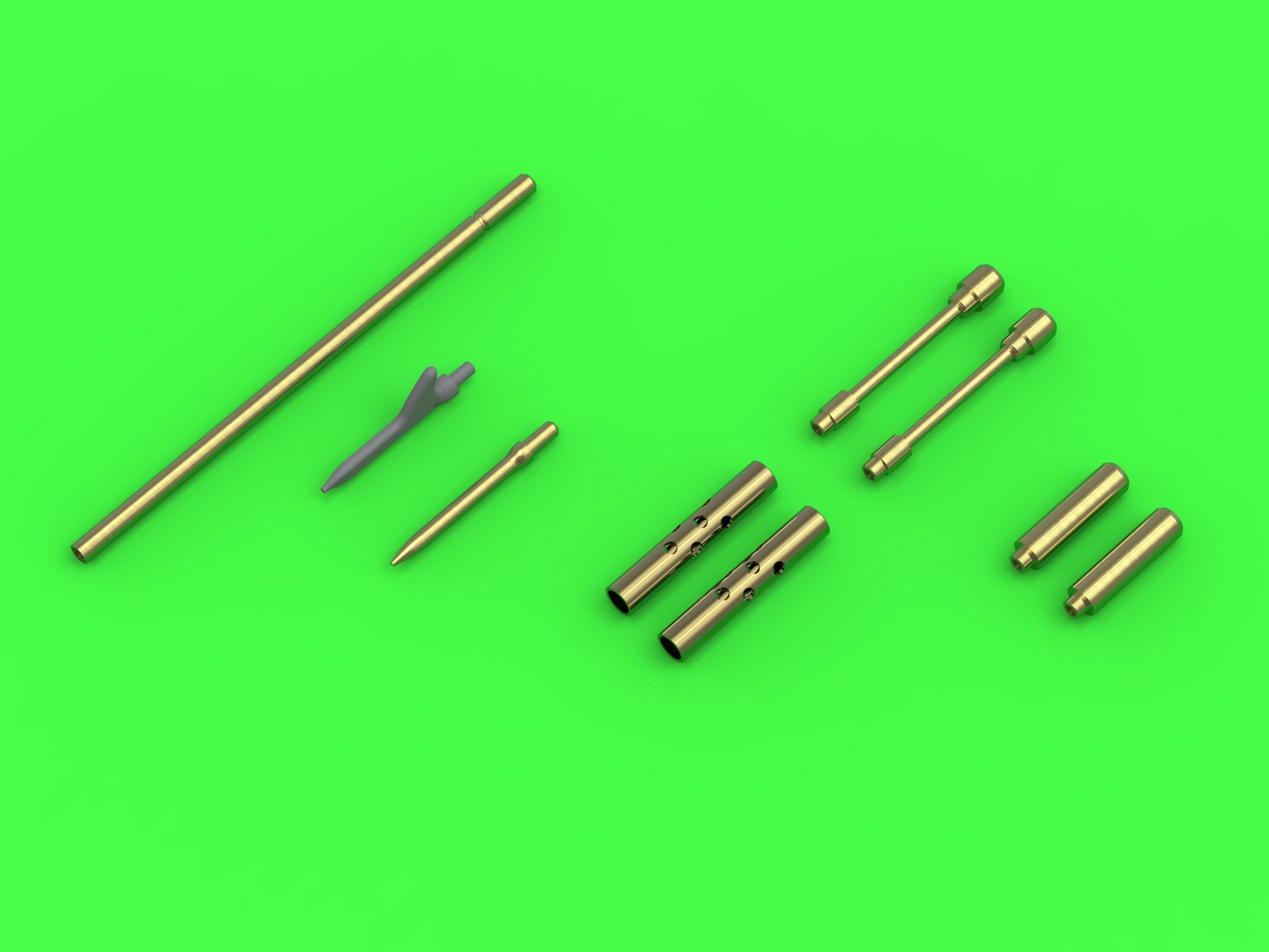Aircraft detailing sets (brass) 1/48 Grumman F4F-3 Wildcat LATE - .50 Browning gun barrels with round holes & Pitot Tube (two options)