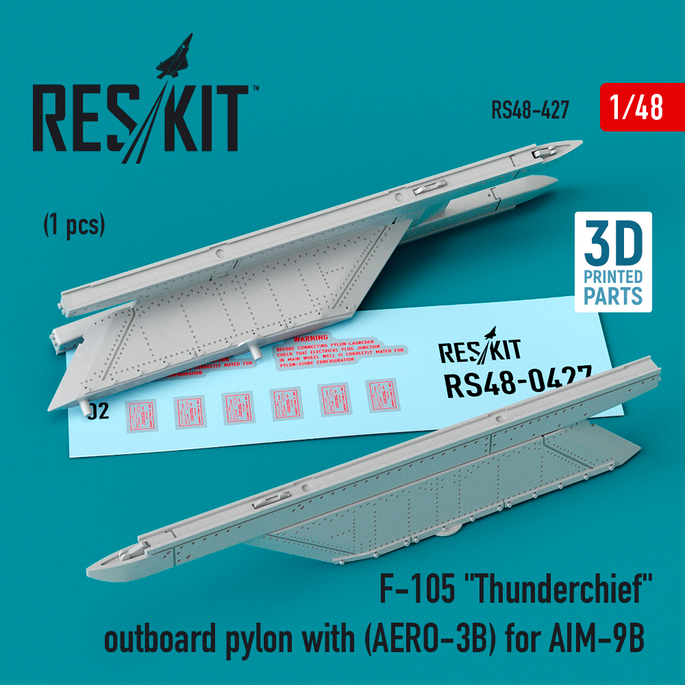 Additions (3D resin printing) 1/48 Republic F-105D/F-105G Thunderchief outboard pylon (AERO-3B) (ResKit)