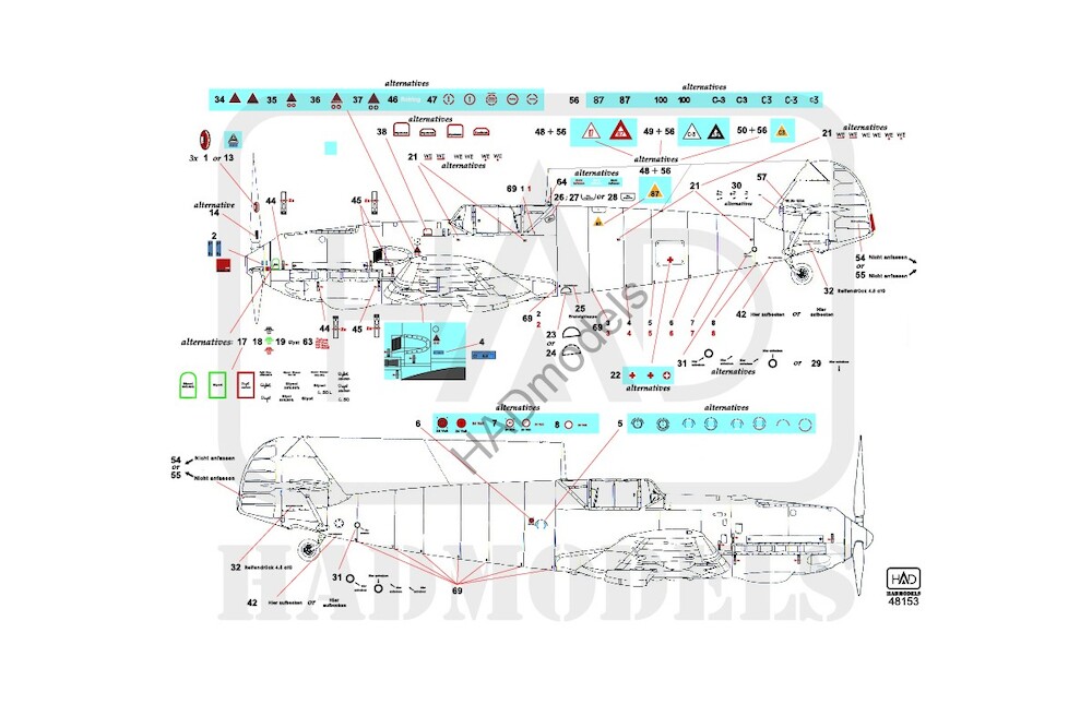 Decal 1/48 Messerschmitt Bf 109 Emil STENCILS (HAD)