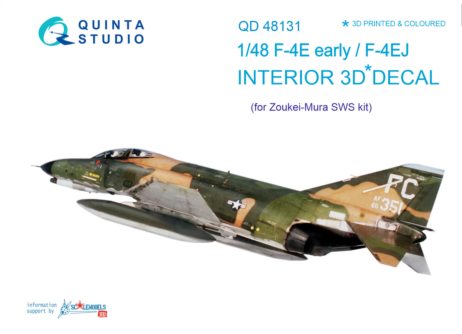 F-4E early/F-4EJ 3D-Printed & coloured Interior on decal paper (for ZM SWS kit)
