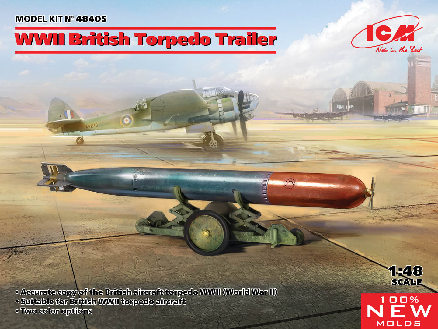 Diorama bases 1/48 British WWII Torpedo Trailer (2x options) (ICM) 