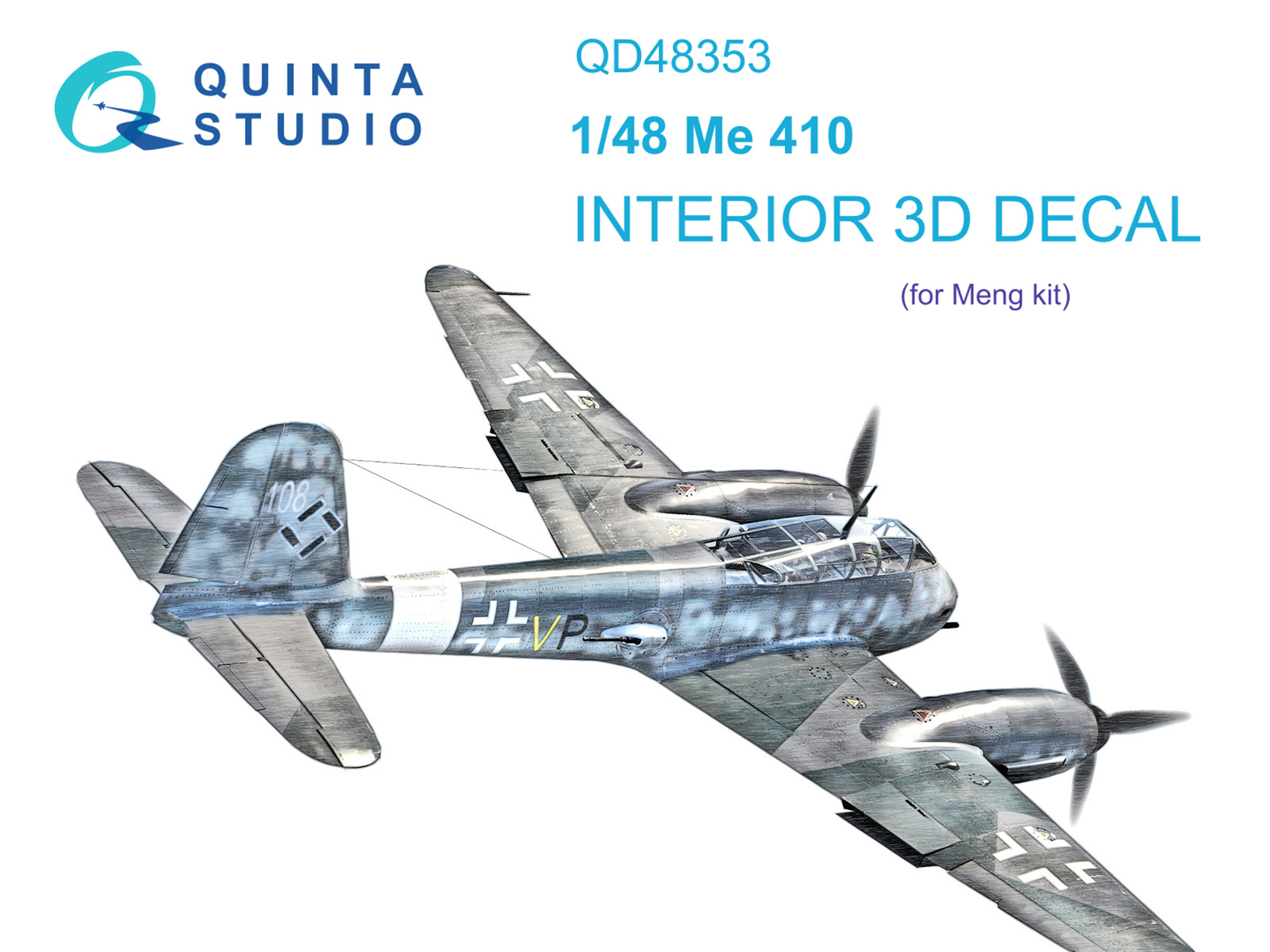 Me 410 3D-Printed & coloured Interior on decal paper (Meng)