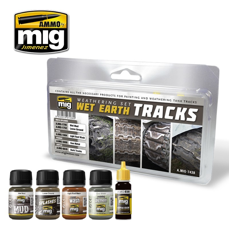 Wet Earth Tracks Weathering Set (Ammo Mig)