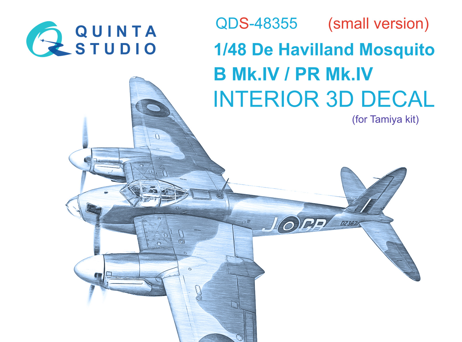 DH Mosquito B Mk.IV/PR Mk.IV 3D-Printed & coloured Interior on decal paper (Tamiya) (Small version)