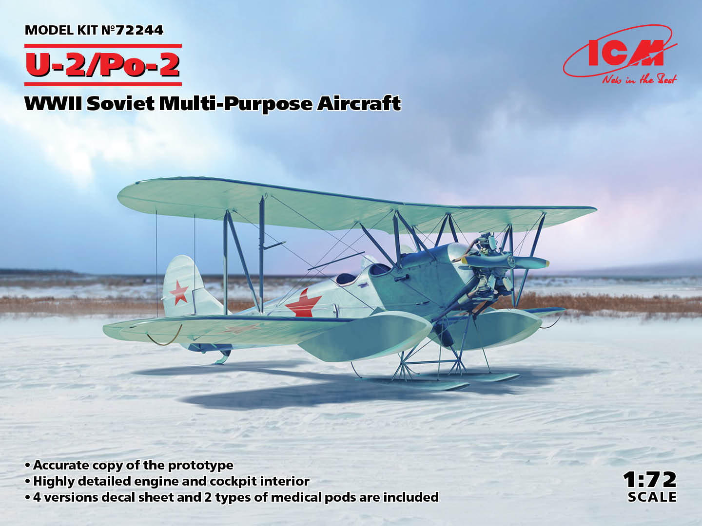 Model kit 1/72 U-2/Po-2 Soviet WWII Multi-Purpose Aircraft (ICM)