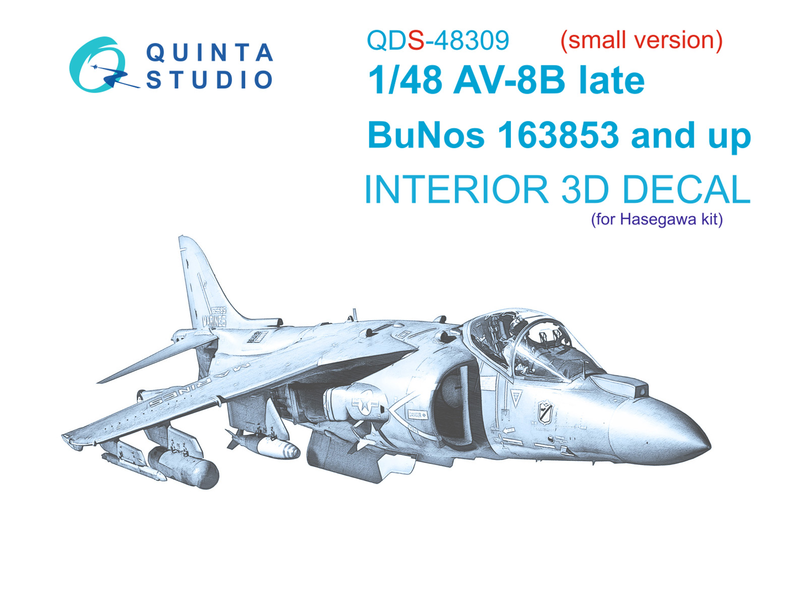 AV-8B Late 3D-Printed & coloured Interior on decal paper (Hasegawa) (Small version)