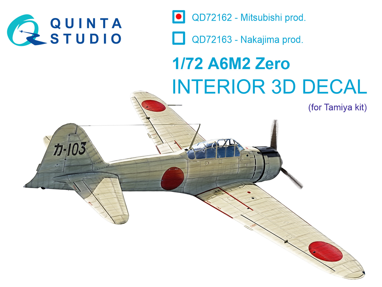 A6M2 Zero (Mitsubishi Prod.) 3D-Printed & coloured Interior on decal paper (Tamiya)