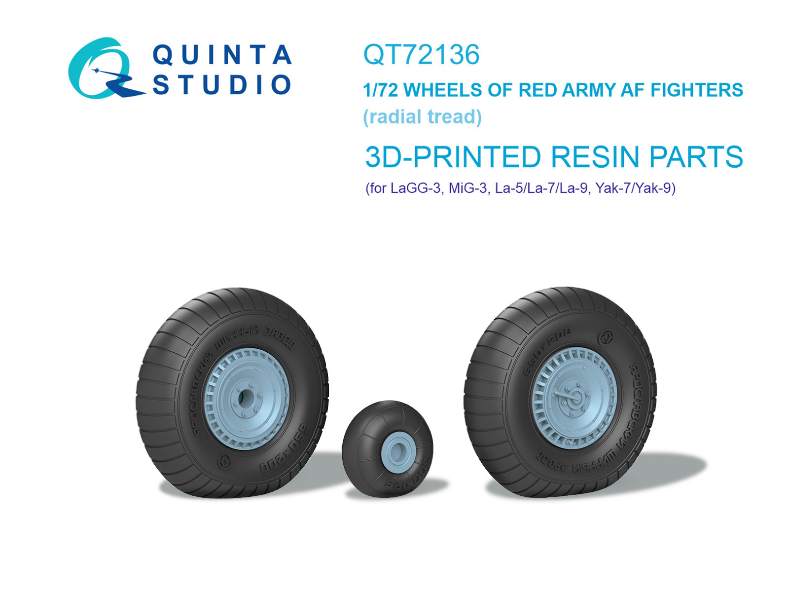 LaGG-3, MiG-3, La-5/La-7/La-9, Yak-7/Yak-9, I-185 Wheels (radial tread) (all kits)