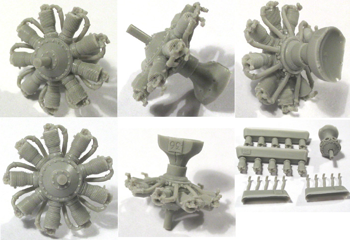 Additions (3D resin printing) 1/48 LeRhone 110-120 h.p. Oberursel Ur. II Engine (Vector)