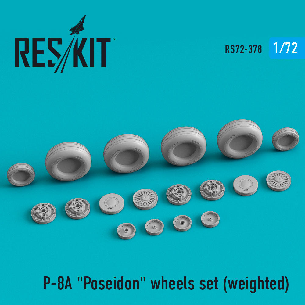 Additions (3D resin printing) 1/72 Boeing P-8A Poseidon wheels set (weighted) (ResKit)