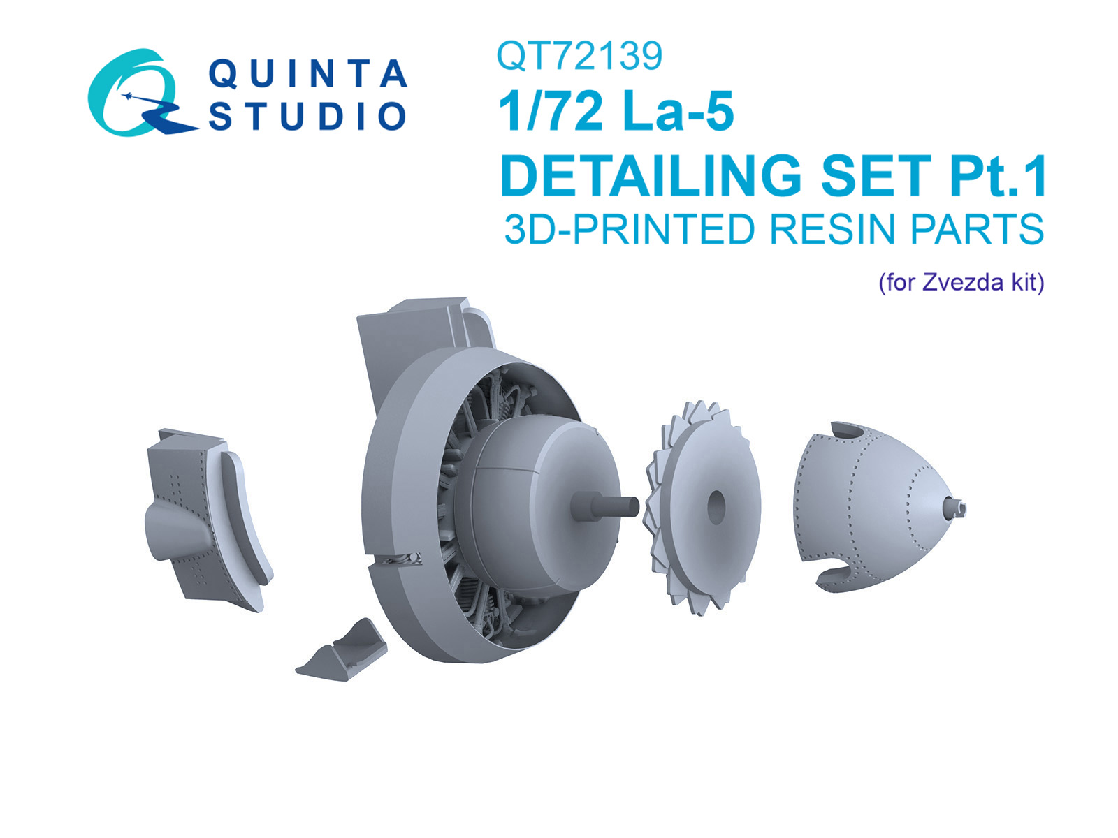 La-5 Detailing Set Pt.1. Powerplant group: Engine, Propeller spinner, Cowl and radiator flaps, Exhaust stacks (Zvezda)