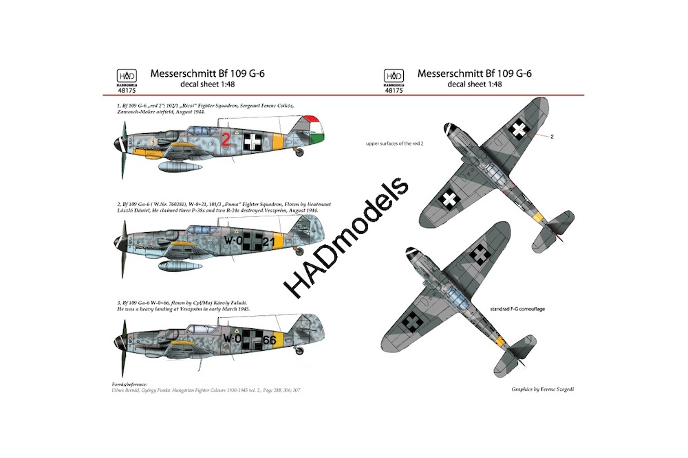 Decal 1/48 Messerschmitt Bf 109G-6 (3x camo) (HAD)