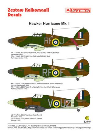 Decal 1/32 Hawker Hurricane Mk.I (3) (Techmod)