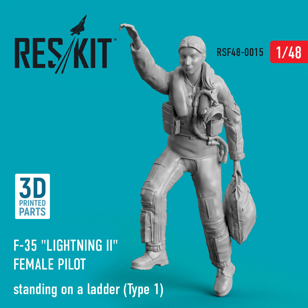 Additions (3D resin printing) 1/48 Lockheed-Martin F-35A/F-35B Lightning female pilot standing on a ladder (Type 1) (ResKit)