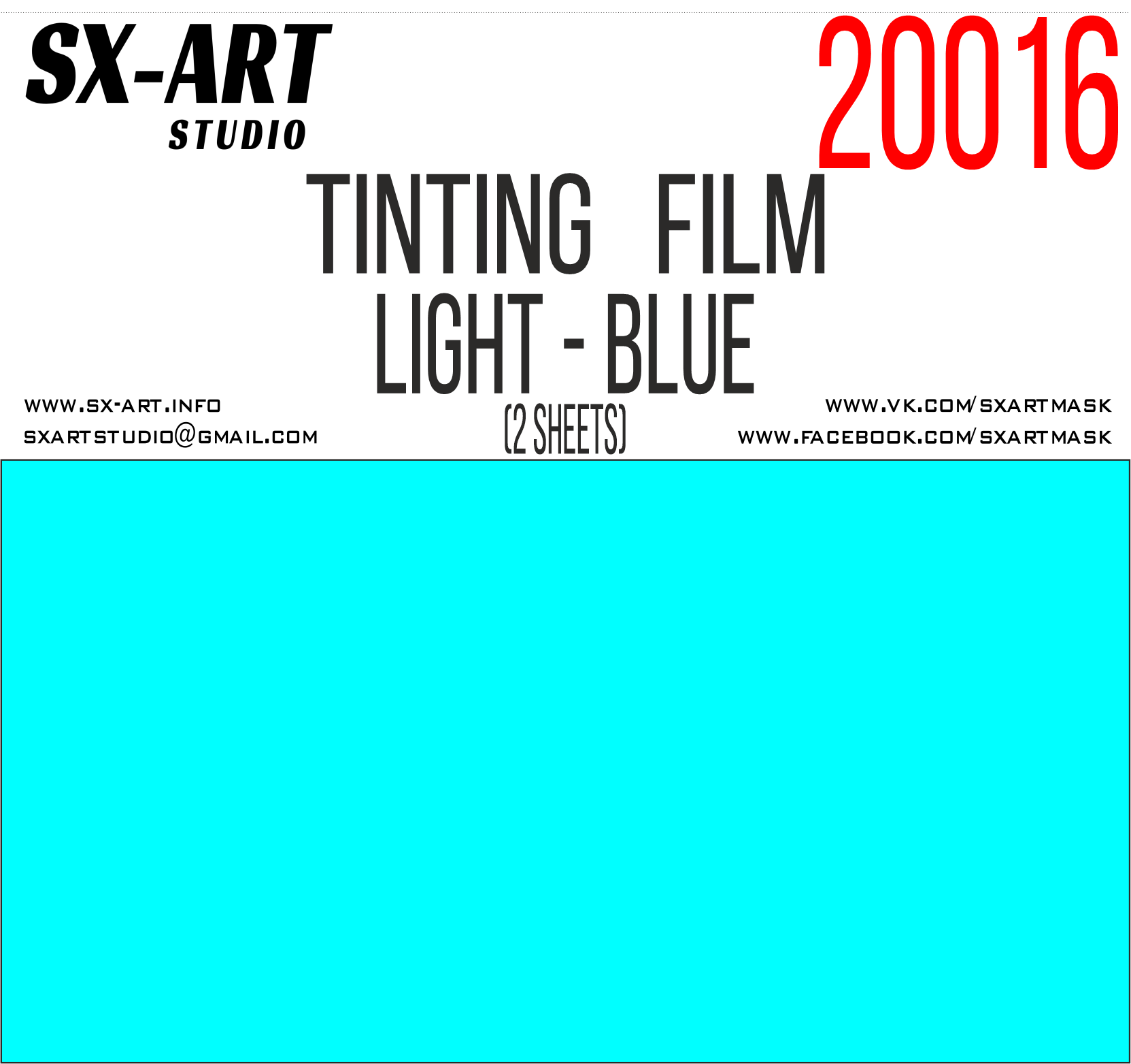 Tinting film light blue 140x200 (2 sheets) (SX-Art)