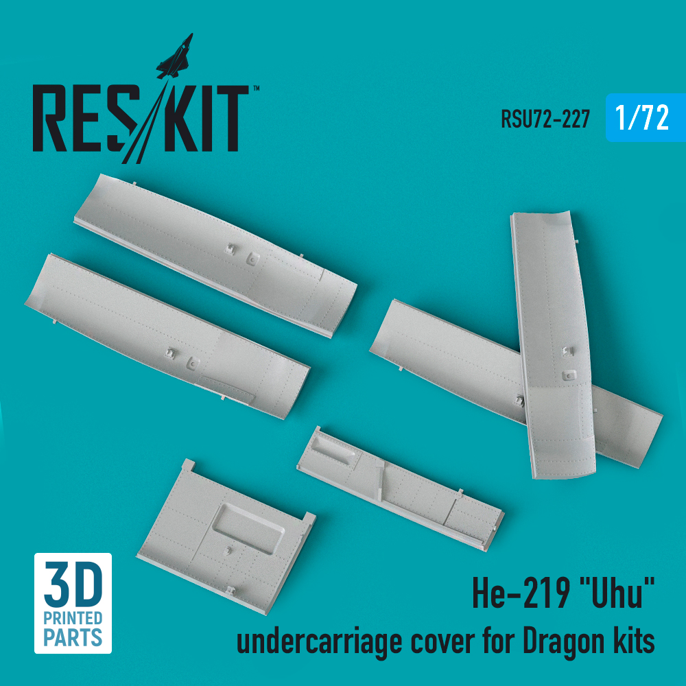 Additions (3D resin printing) 1/72 Heinkel He-219 Uhu undercarriage covers (ResKit)