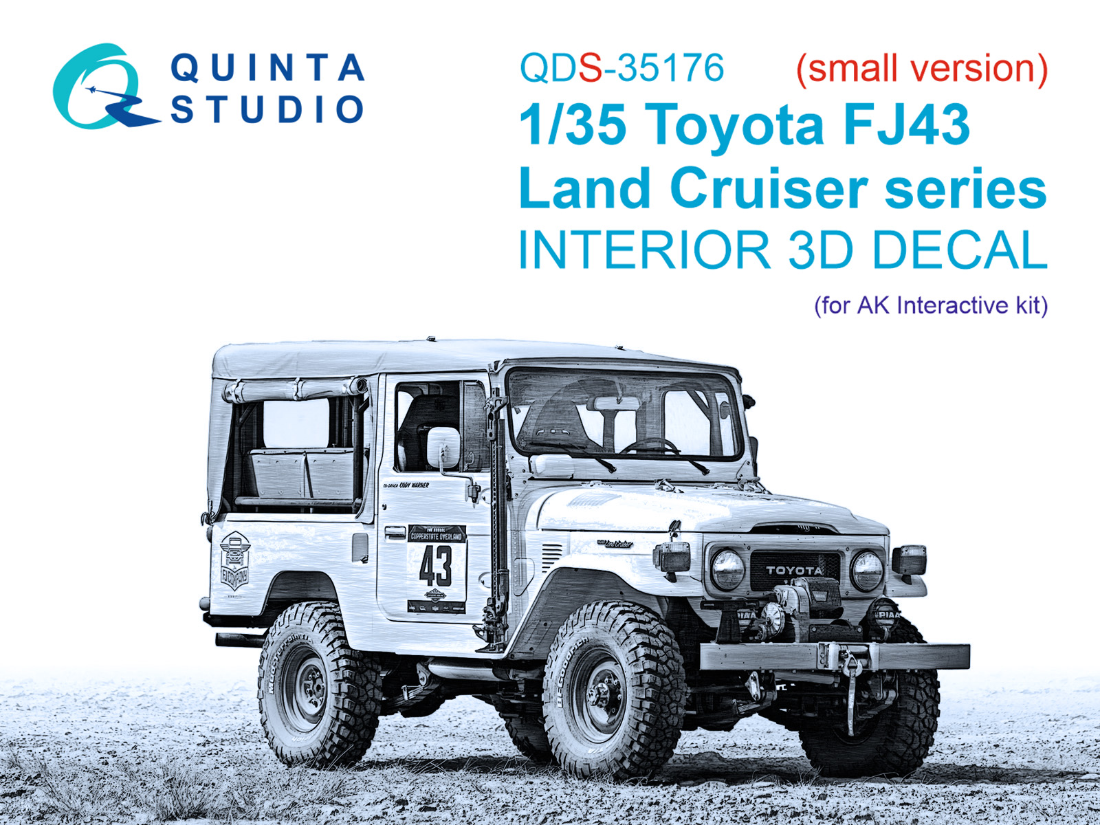 Toyota FJ43 Land Cruiser series 3D-Printed & coloured Interior on decal paper (AK Interactive) (Small version)