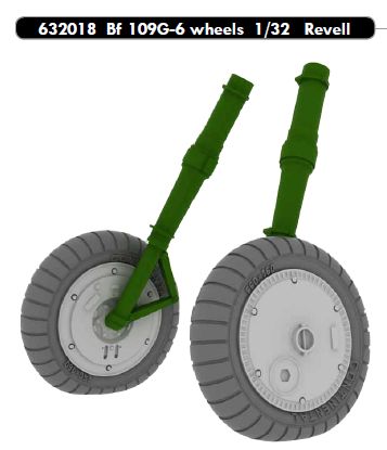 Additions (3D resin printing) 1/32  Messerschmitt Bf-109G-6 wheels with weighted tyre effect (designed to be used with Revell kits) 