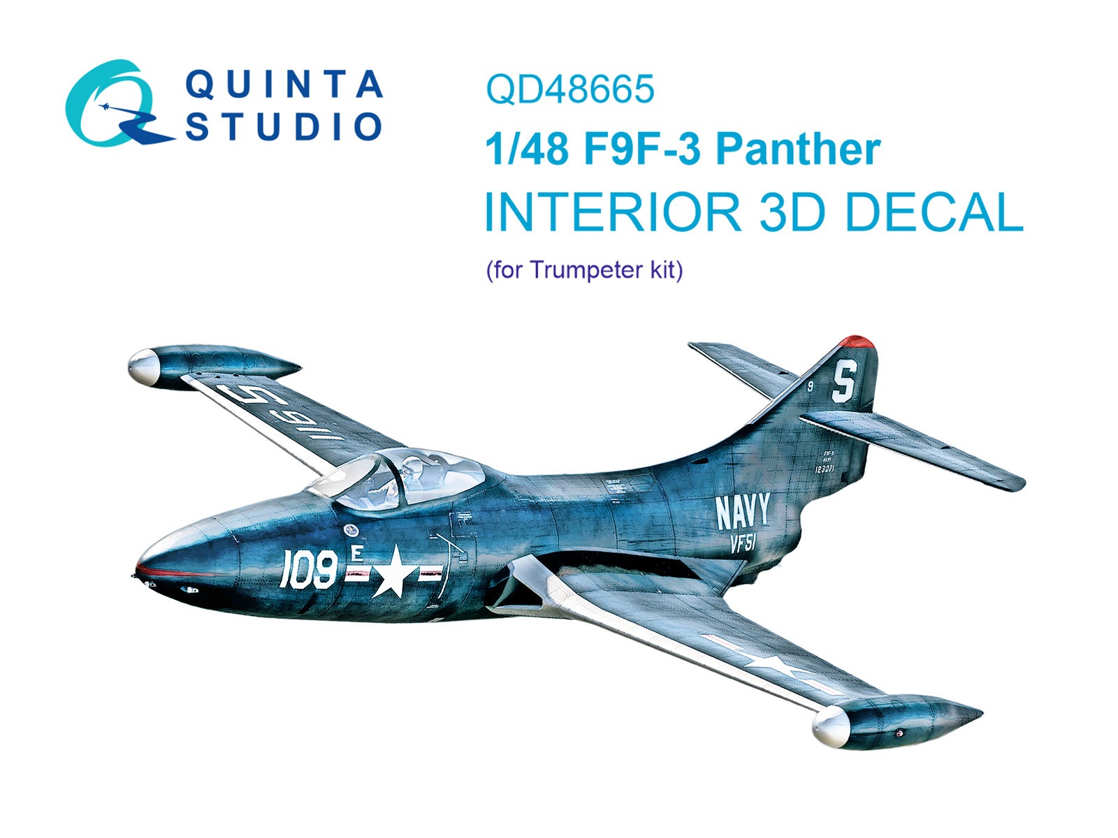 F9F-3 Panther 3D-Printed & coloured Interior on decal paper  (Trumpeter)