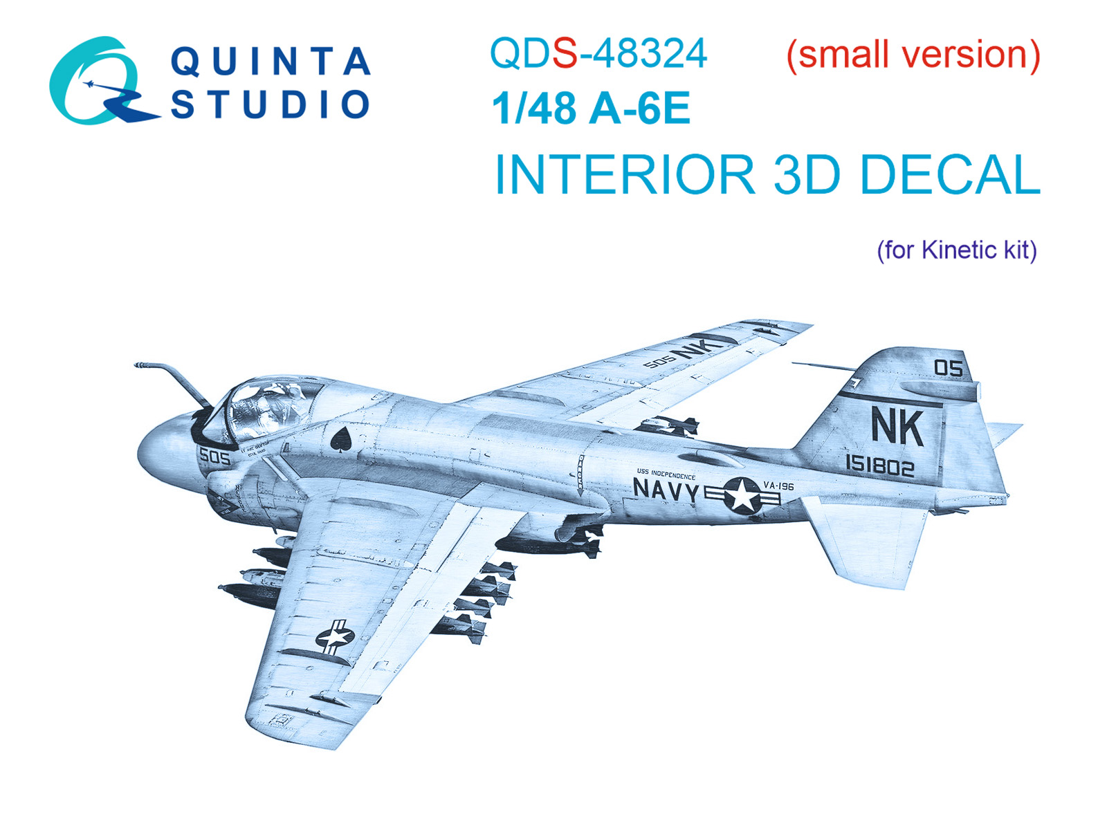 A-6E 3D-Printed & coloured Interior on decal paper (Kinetic) (Small version)