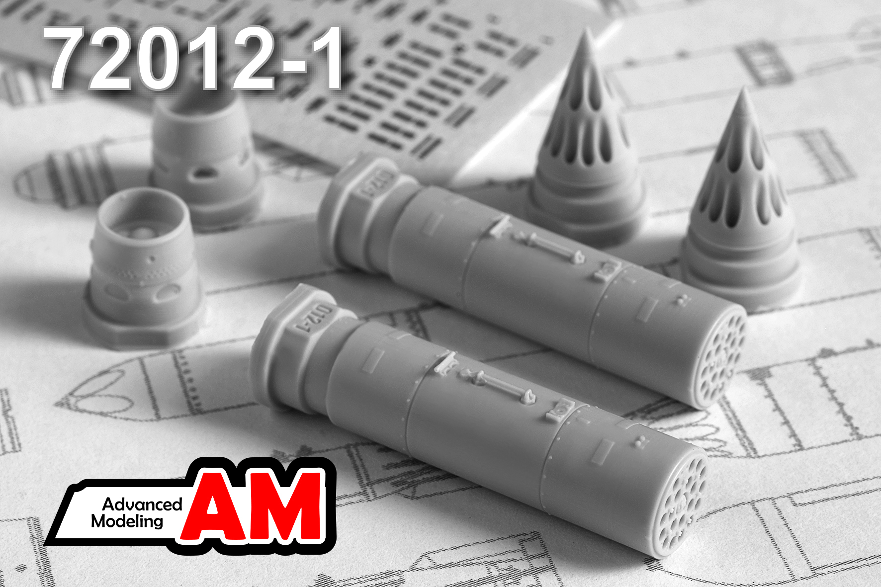 Additions (3D resin printing) 1/72 B-8M-1 Block of unguided aviation missiles (Advanced Modeling) 