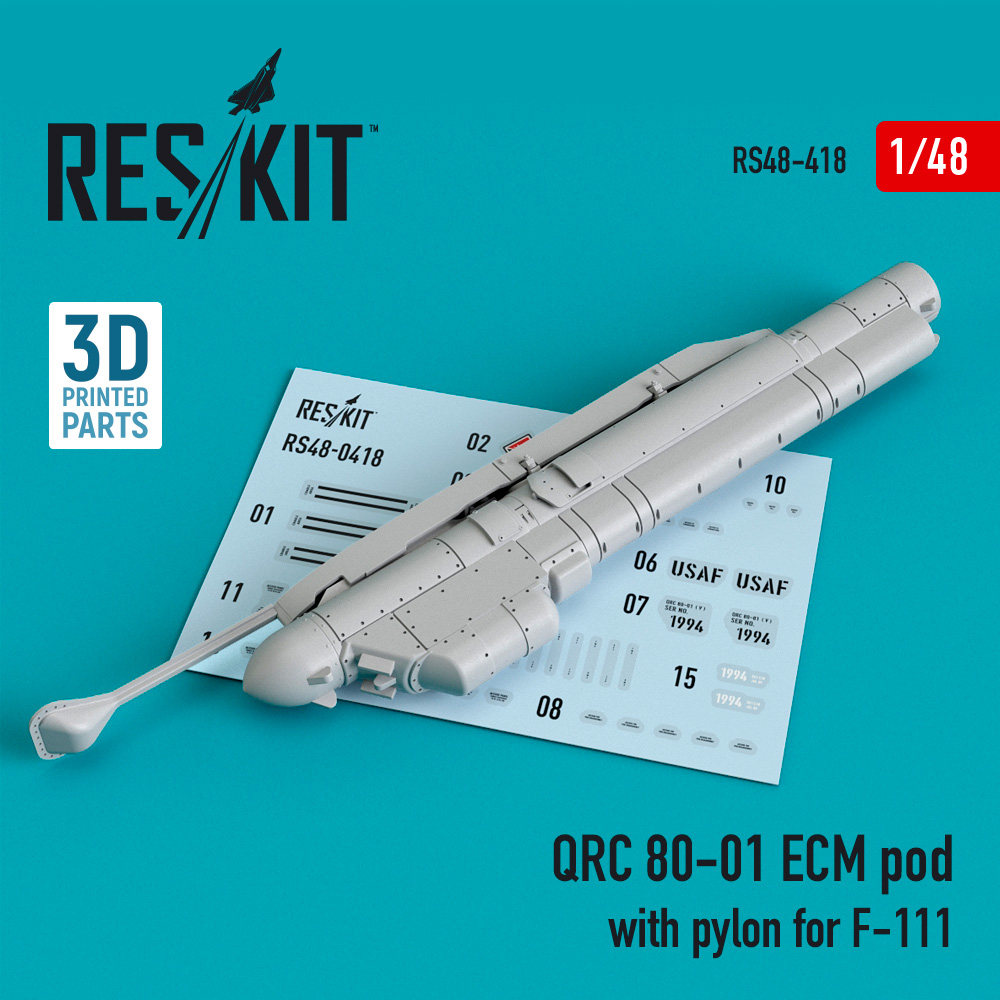Additions (3D resin printing) 1/48 QRC 80-01 ECM pod with pylon for General-Dynamics F-111(ResKit)