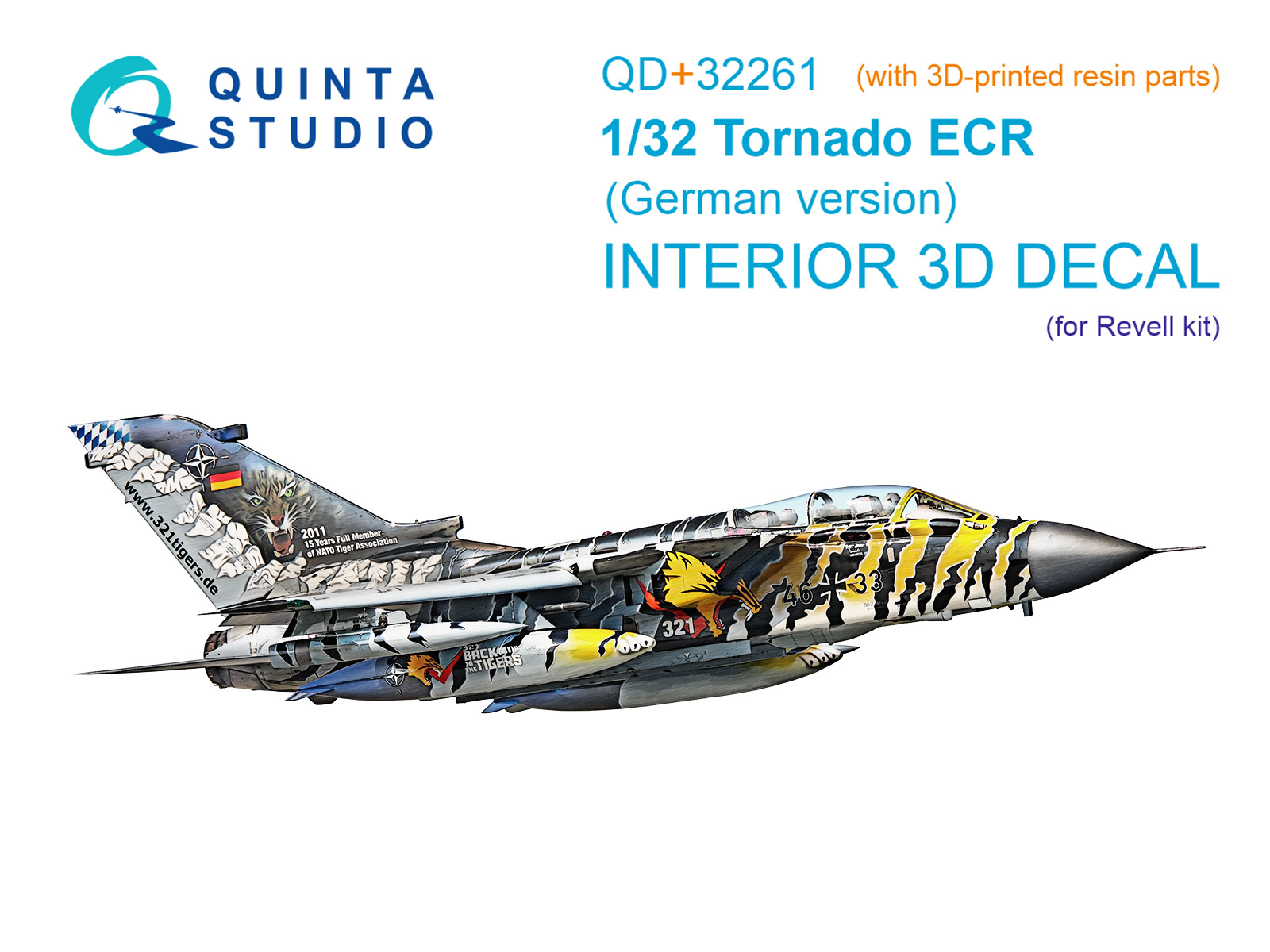 Tornado ECR German 3D-Printed & coloured Interior on decal paper (Revell) (with 3D-printed resin parts)