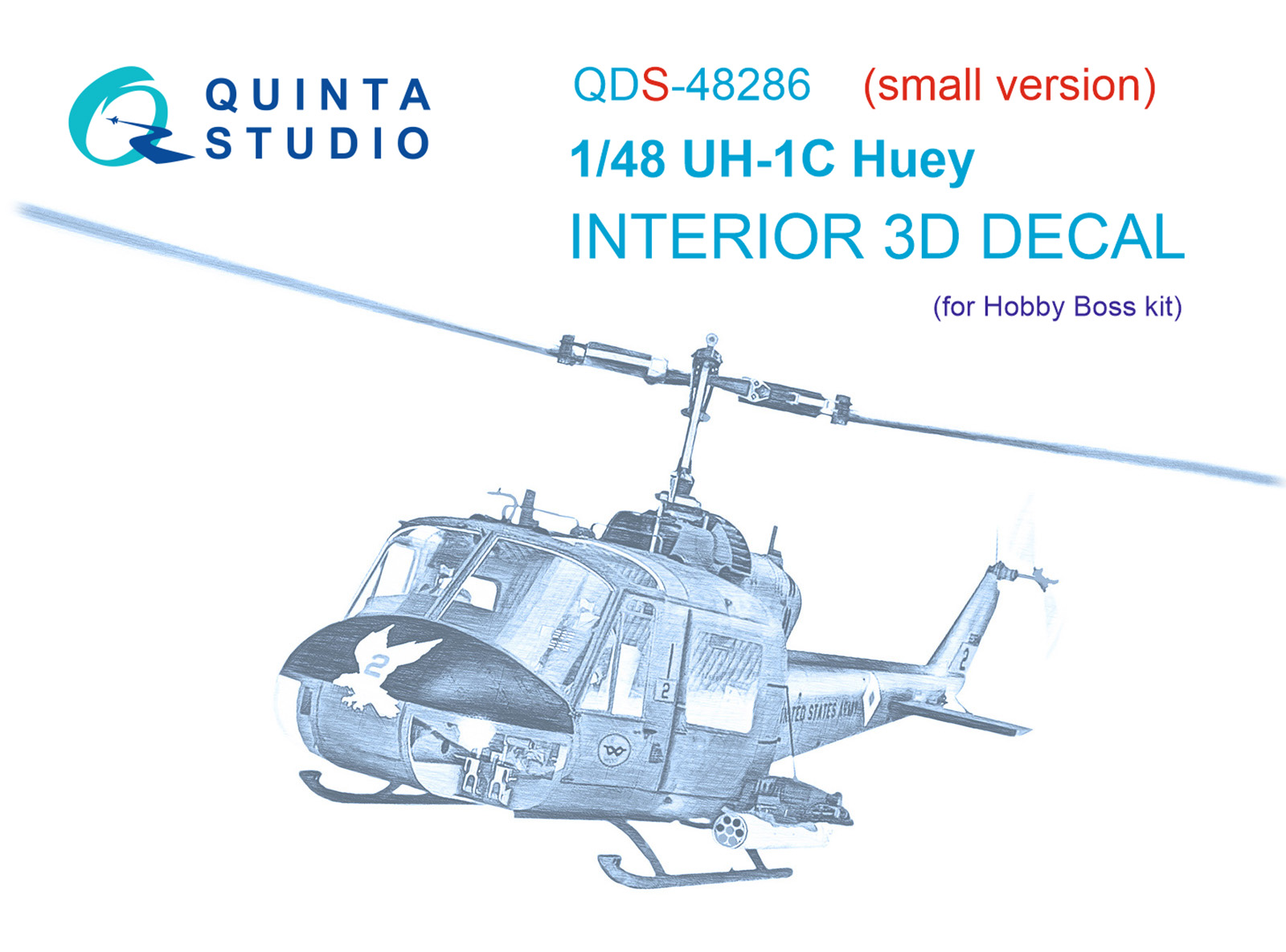 UH-1C 3D-Printed & coloured Interior on decal paper (HobbyBoss)(Small version)