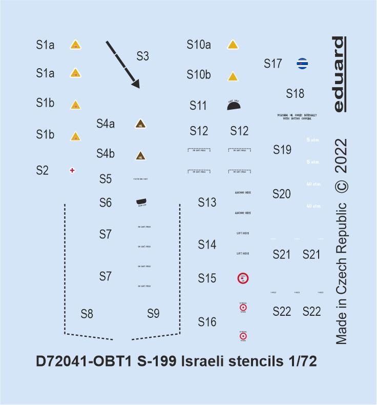 Decal 1/72 S-199 Israeli stencils (EDU)