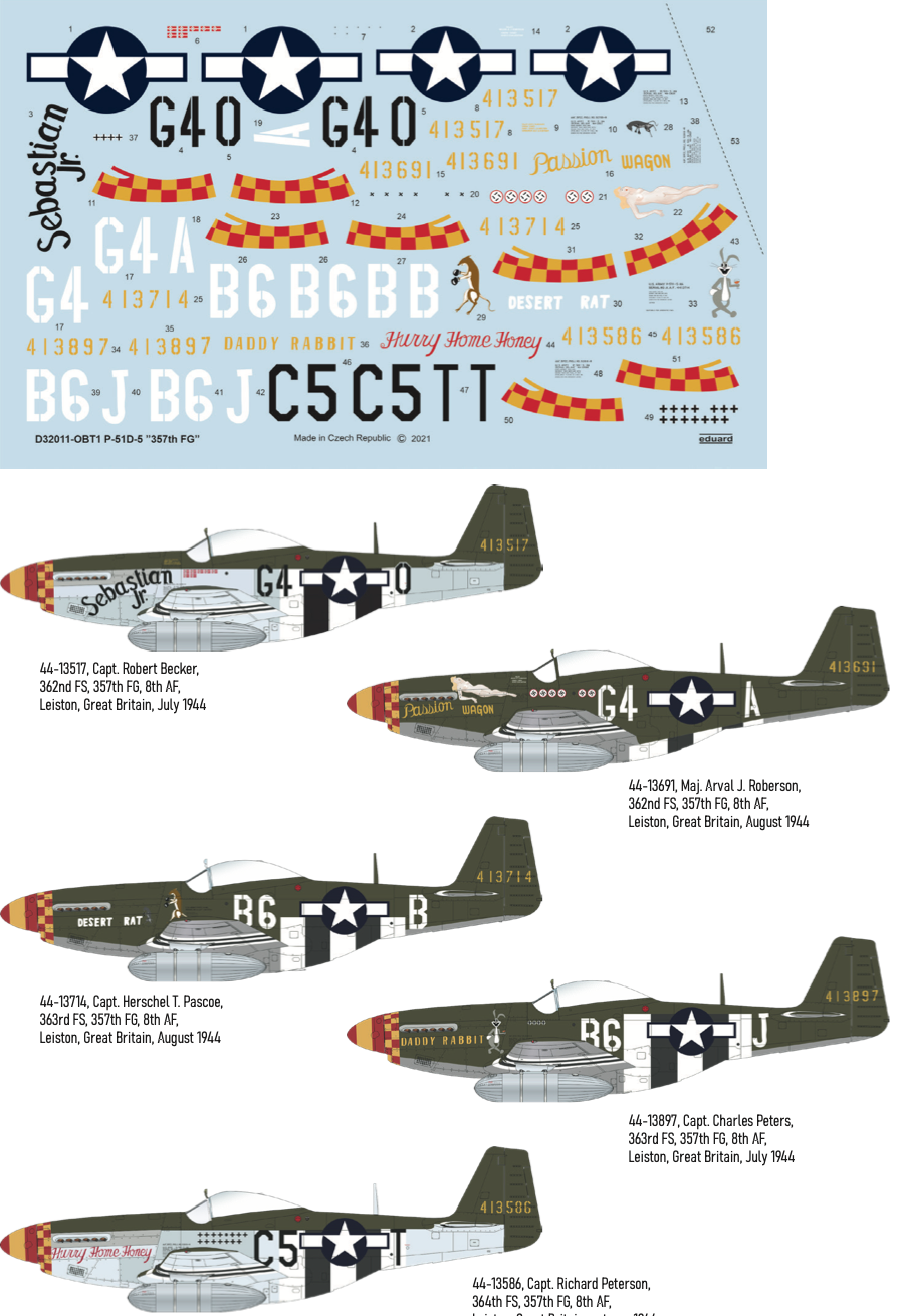 Decal 1/32 P-51D-5 "357th FG" (TAM/REV)