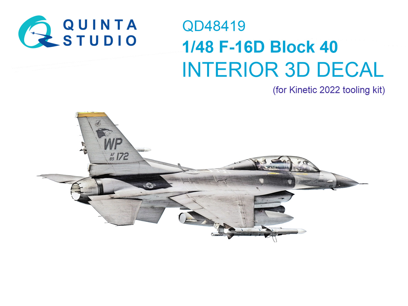 F-16D block 40 3D-Printed & coloured Interior on decal paper (Kinetic 2022 tool)
