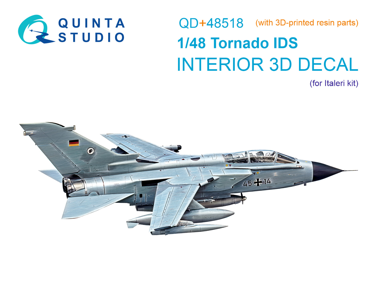 Tornado IDS 3D-Printed & coloured Interior on decal paper (Italeri) (with 3D-printed resin parts)