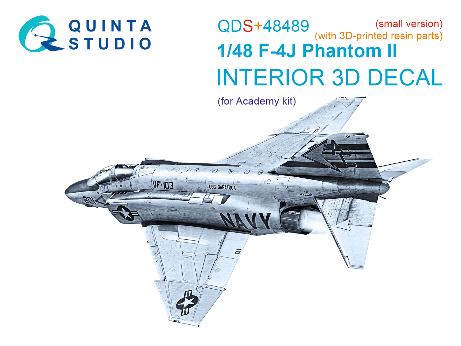 F-4J Phantom II 3D-Printed & coloured Interior on decal paper (Academy) (Small version) (with 3D-printed resin parts)