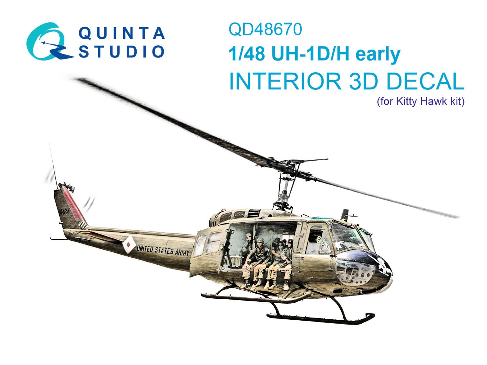 UH-1D early/UH-1H early 3D-Printed & coloured Interior on decal paper (Kitty Hawk)