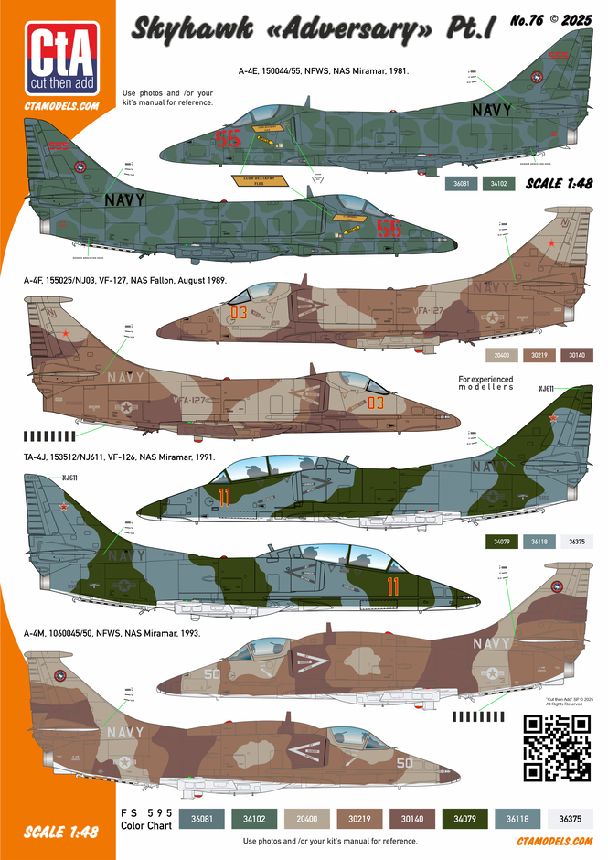Decal 1/48 Douglas Skyhawk "Adversary" Pt.I - VF-126, VF-127, NFWS(2) (Cut then Add)