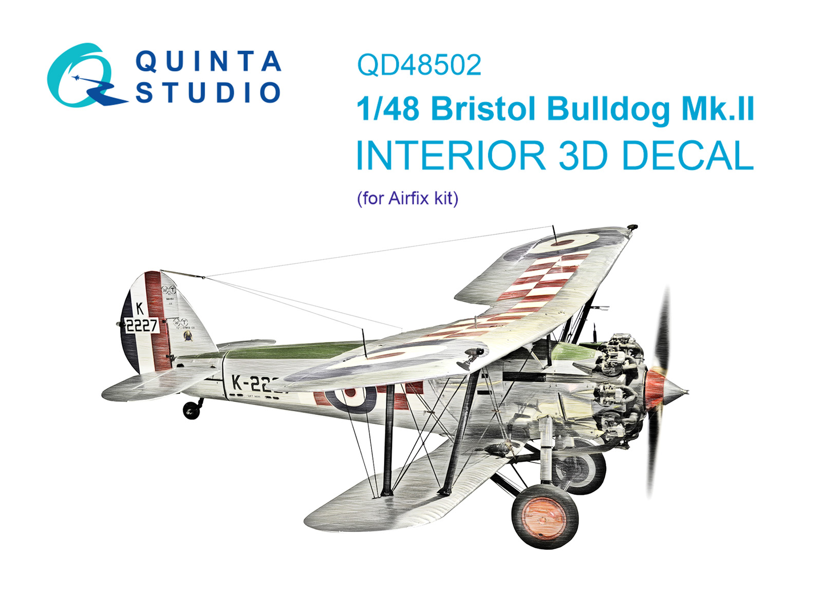 Bristol Bulldog Mk.II 3D-Printed & coloured Interior on decal paper (Airfix)