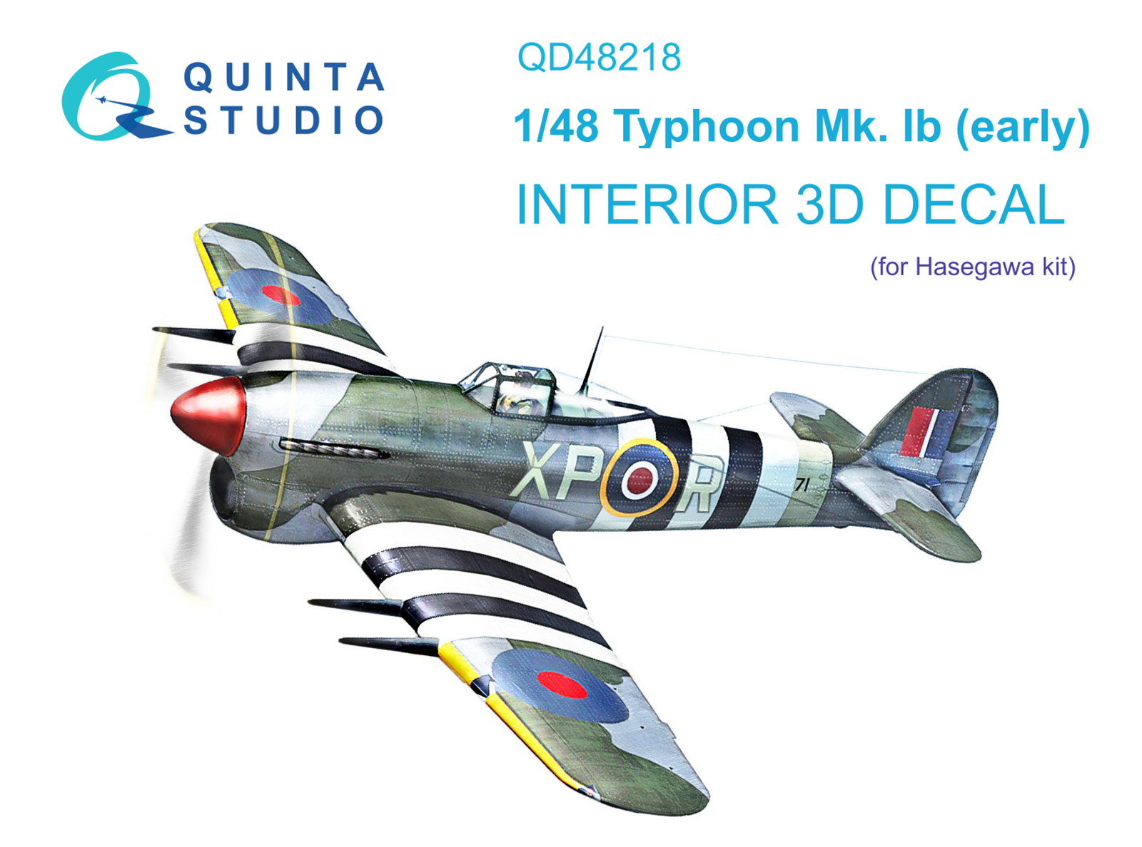 Hawker Typhoon Mk.1b early 3D-Printed & coloured Interior on decal paper (Hasegawa)