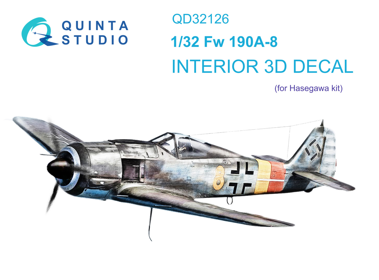 FW 190A-8  3D-Printed & coloured Interior on decal paper (Hasegawa)