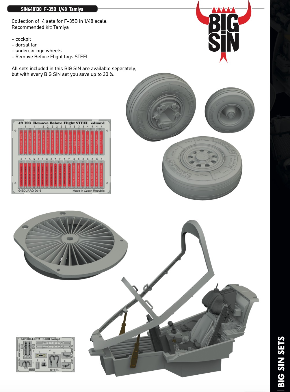 Additions (3D resin printing) 1/48 Lockheed-Martin F-35B 1/48 (designed to be used with Tamiya kits)