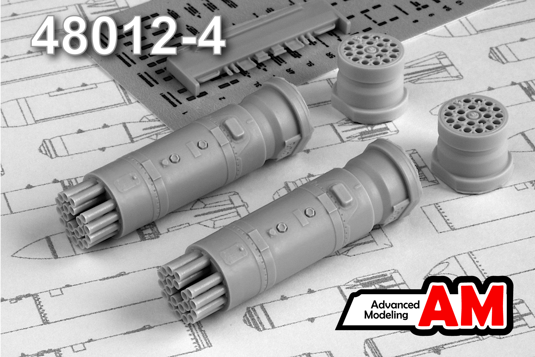 Additions (3D resin printing) 1/48 B-8B20-A Block of unguided aviation missiles (Advanced Modeling) 