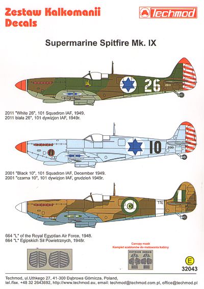 Decal 1/32 Supermarine Spitfire Mk.IX.(Techmod)