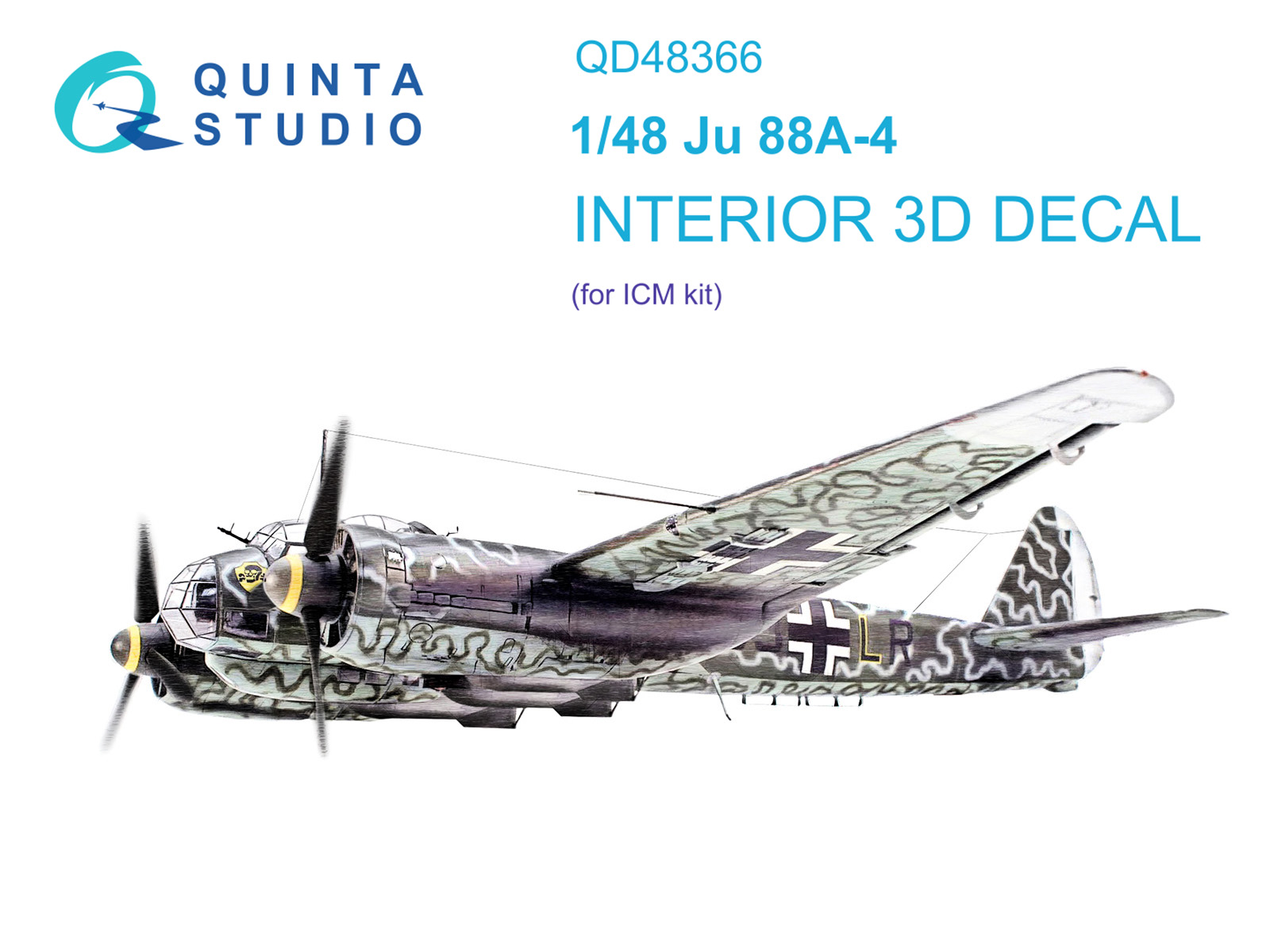 Ju 88A-4 3D-Printed & coloured Interior on decal paper (ICM)