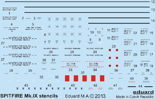 Decal 1/48 Supermarine Spitfire Mk.IXc stencils