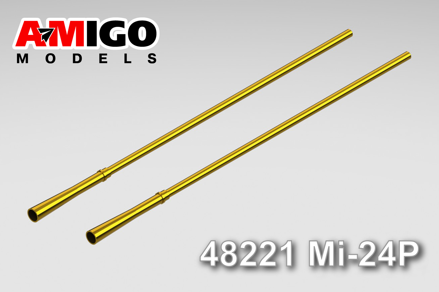 Aircraft detailing sets (brass) 1/48 GSh-30K air cannon barrels of Mi-24P helicopter (Amigo Models)