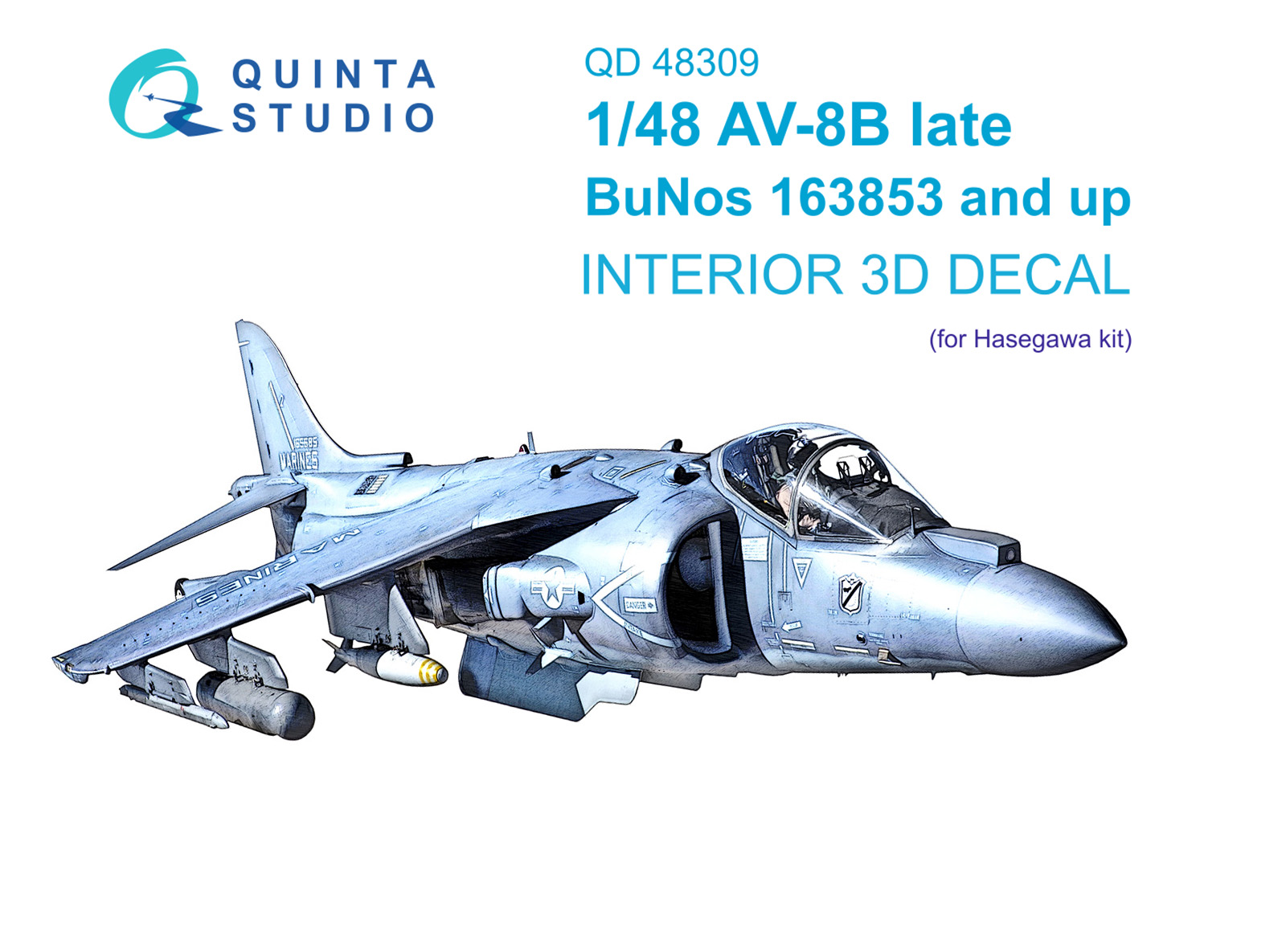 AV-8B Late 3D-Printed & coloured Interior on decal paper (Hasegawa)