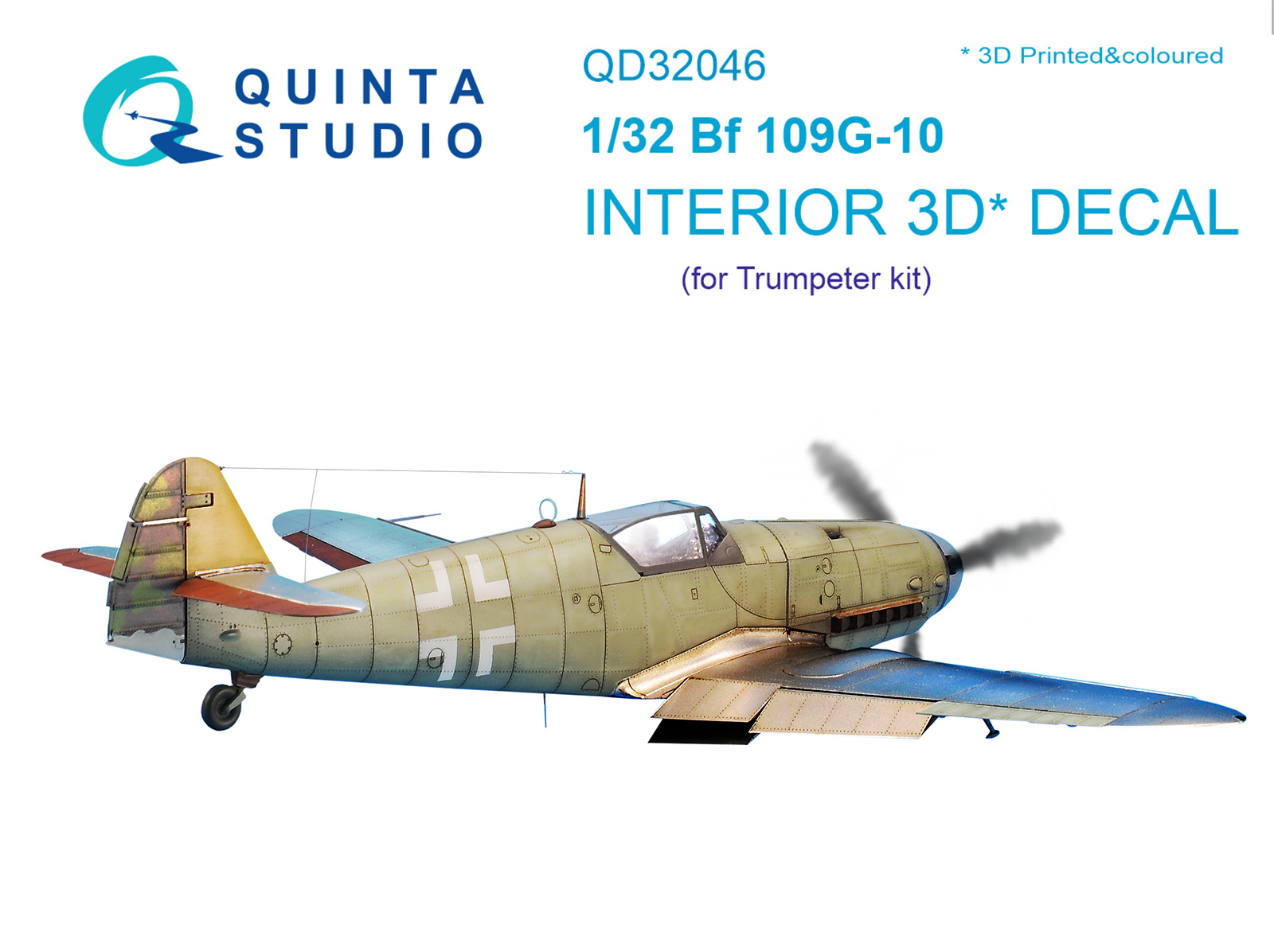 Bf 109G-10 3D-Printed & coloured Interior on decal paper (for Trumpeter kit)