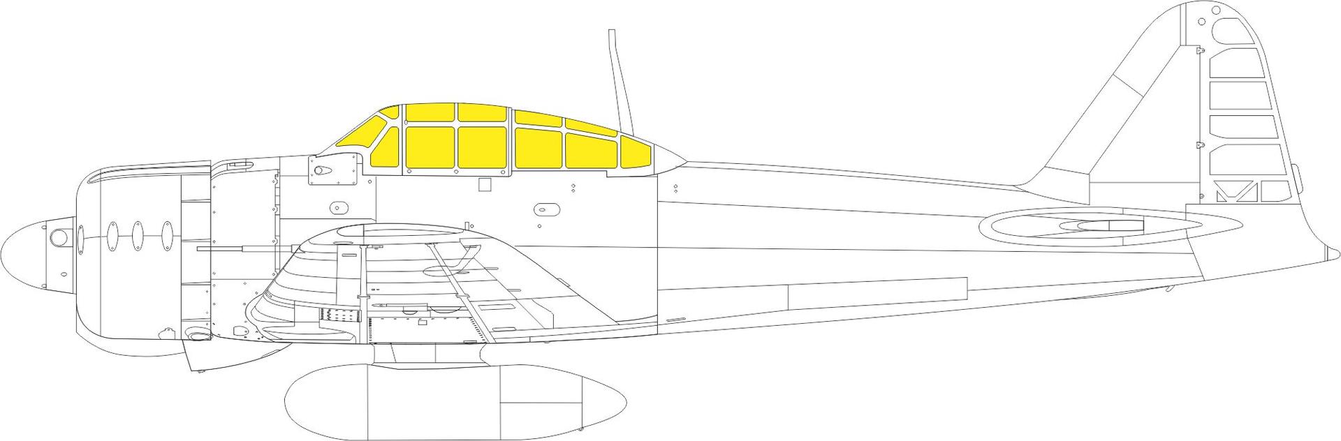 Paint Mask 1/48 Mitsubishi A6M3 Zero TFace canopy frame paint mask (inside & outside)(Eduard)