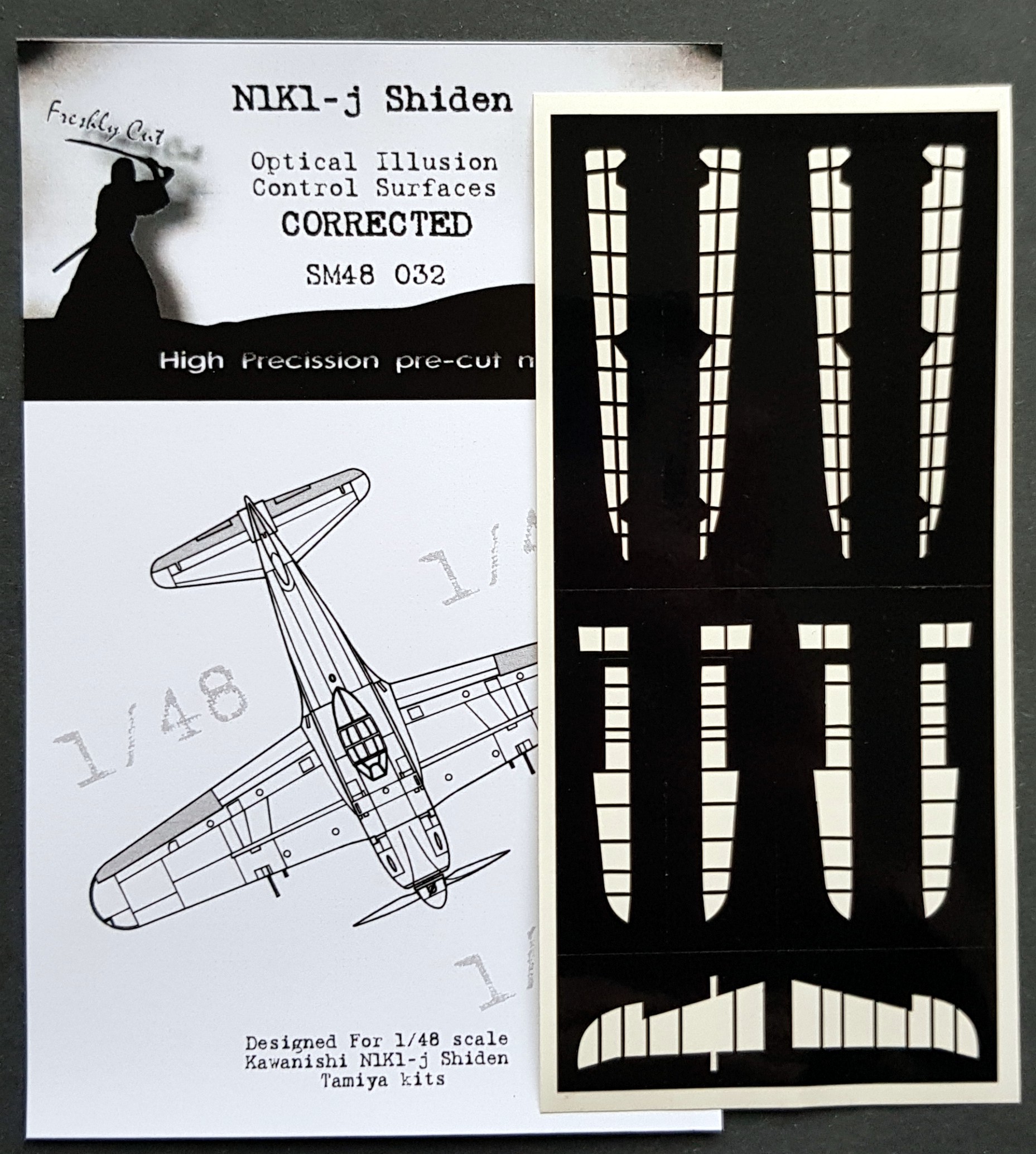 Kawanishi N1K1-J Shiden 3D/optical illusion paint mask for control surfaces (designed to be used with Tamiya kits)